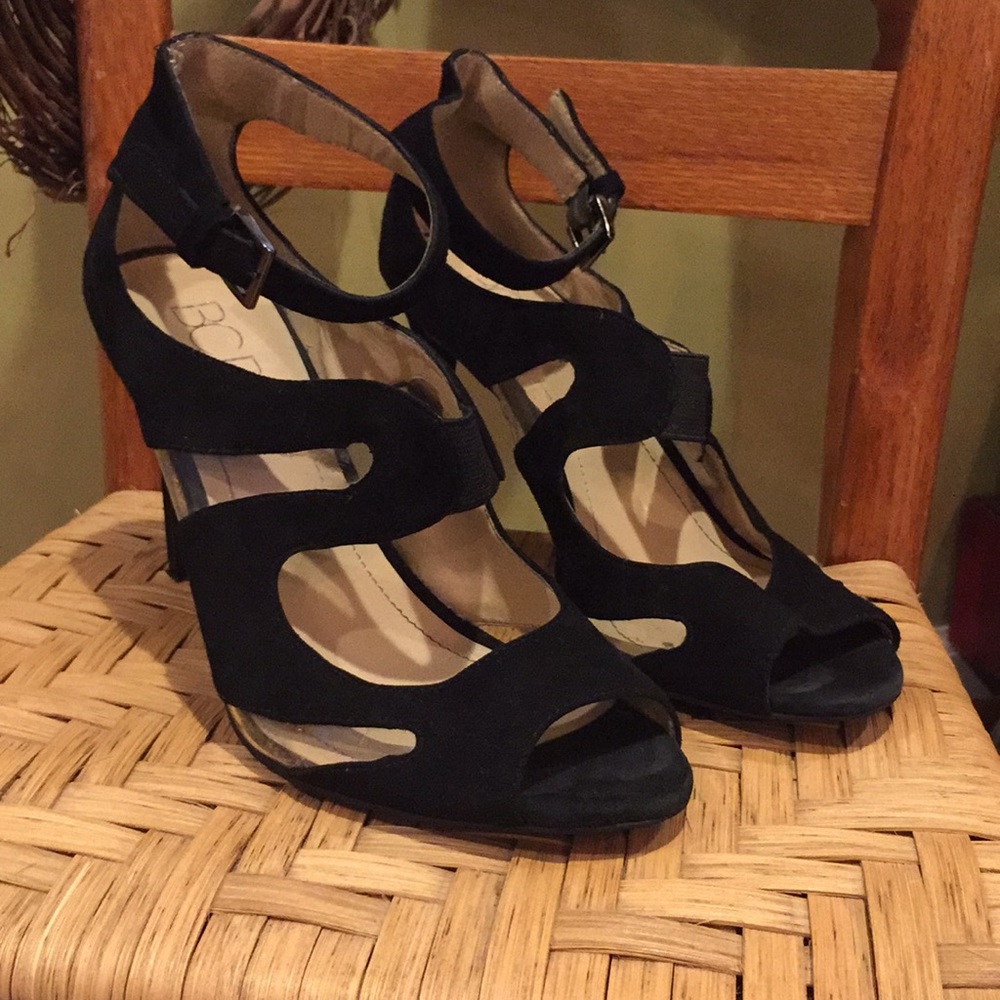 BCBG Paris Strappy black heels